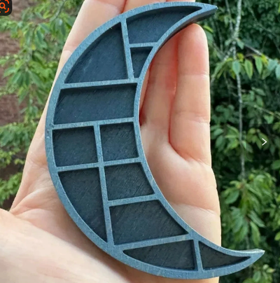 2.6 Inch Mini Blue Moon Shape Rock Specimen Storage Box Crystal Mineral Display Case Gemstone Rock Organizer Holder