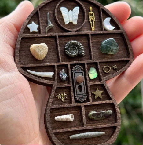 3.1 Inch Mini brown Mushroom Shape Rock Specimen Storage Box Crystal Mineral Display Case Gemstone Rock Organizer Holder