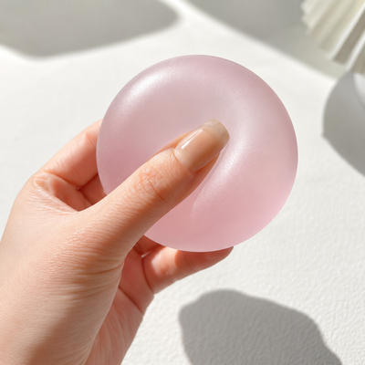 Frosted Pink Coconut Oil Stress Ball, Slow Rising Non-Sticky Squishy Squeeze Ball, Soft Sensory Fidget Toy for Stress Relief, Relaxation and Focus