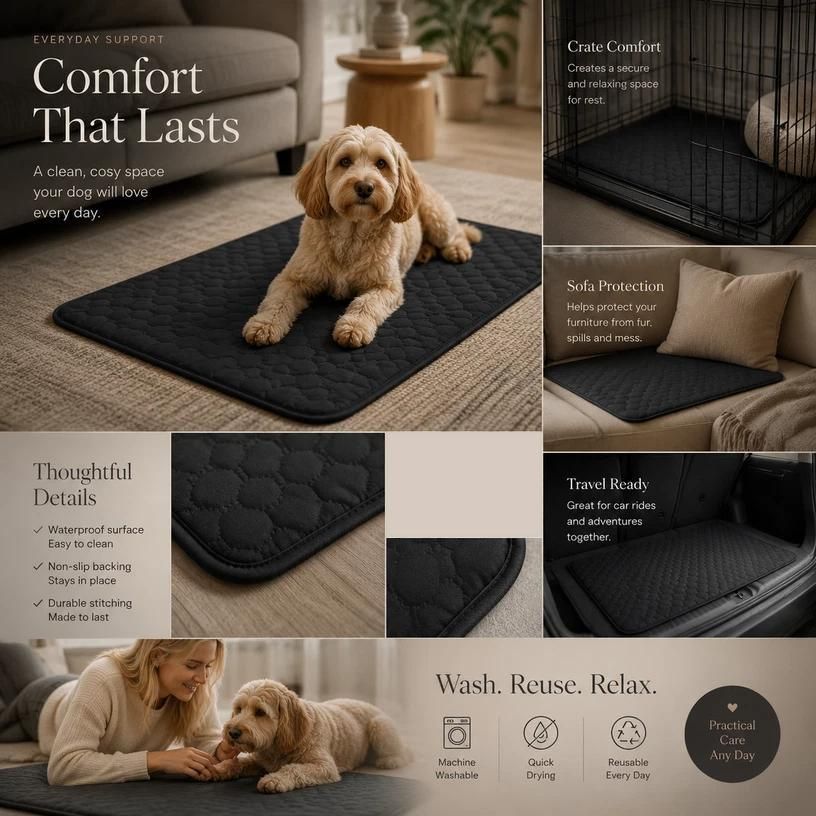 2pcs Black Pet Pad, Size S (50×35cm)