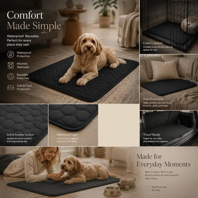 2pcs Black Pet Pad, Size M (60×45cm)