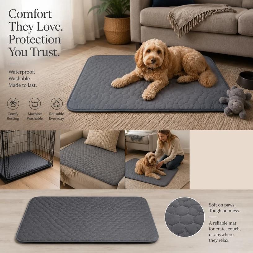2pcs Grey Pet Pad, Size L (70×50cm)