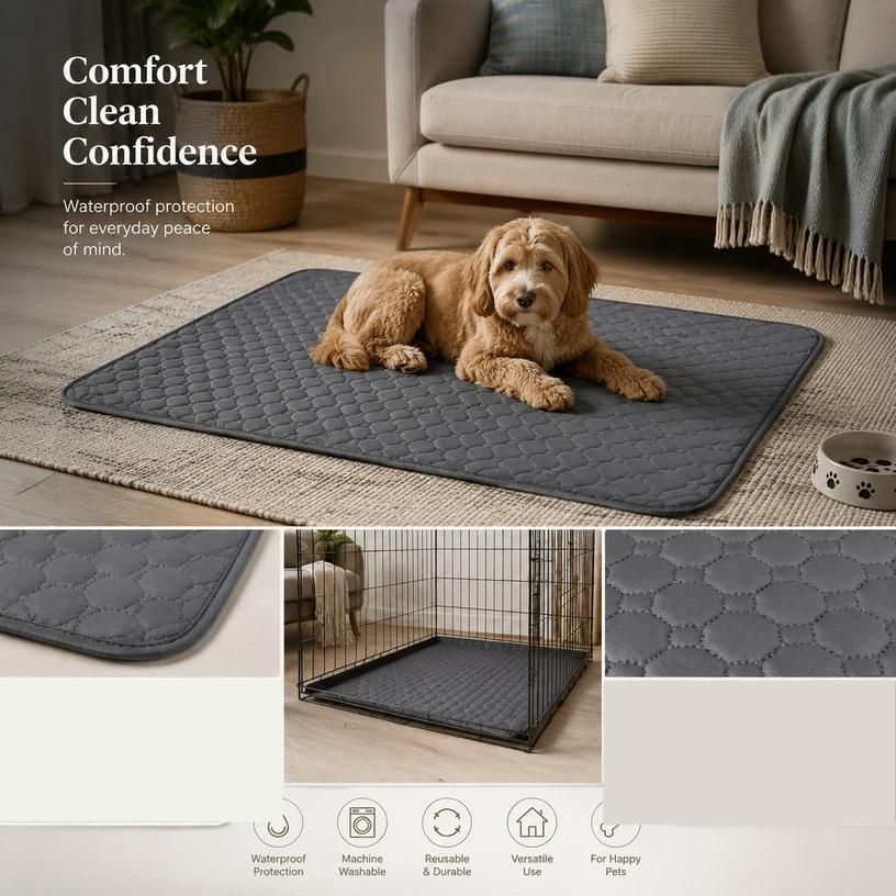 2pcs Grey Pet Pad, Size XL (100×70cm)
