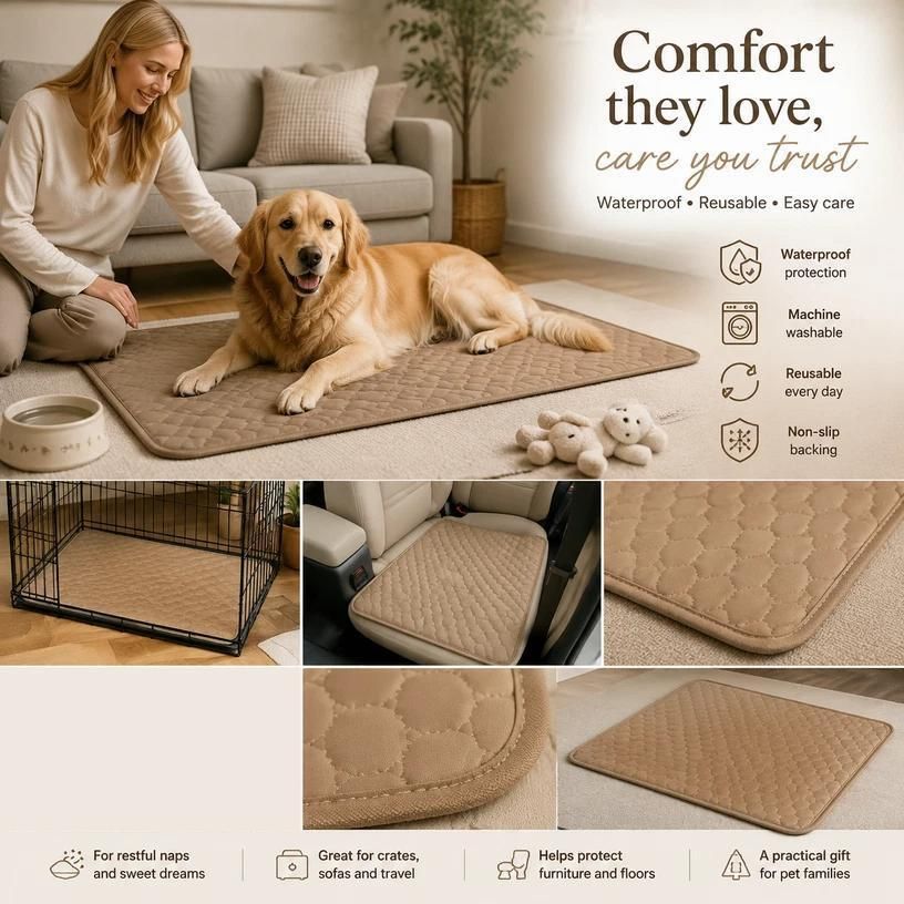 2pcs Coffee Pet Pad, Size M (60×45cm)