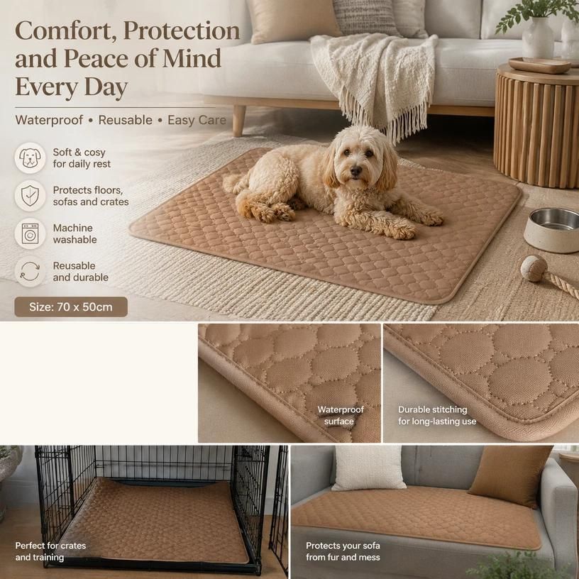 2pcs Coffee Pet Pad, Size L (70×50cm)
