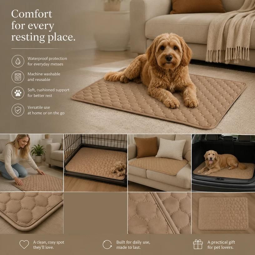2pcs Coffee Pet Pad, Size XL (100×70cm)