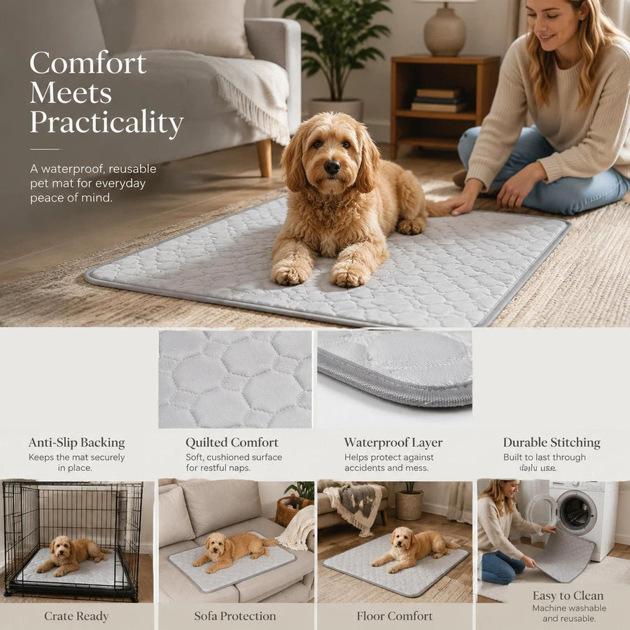 2pcs Grey Ice Silk Pet Pad, Size S (50×40cm)