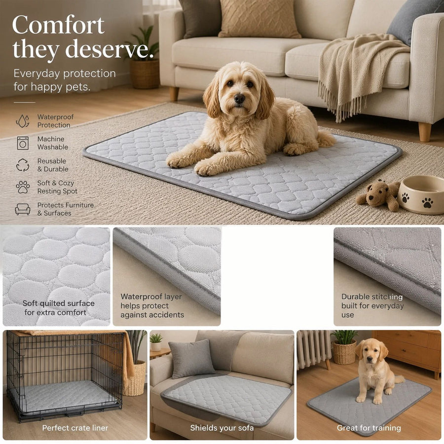 2pcs Grey Ice Silk Pet Pad, Size M (60×50cm)