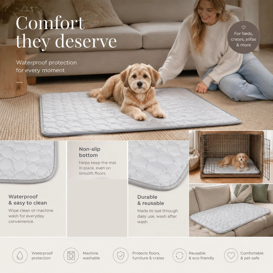 2pcs Grey Ice Silk Pet Pad, Size L (70×55cm)