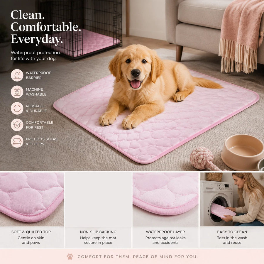 2pcs Pink Ice Silk Pet Pad, Size S (50×40cm)