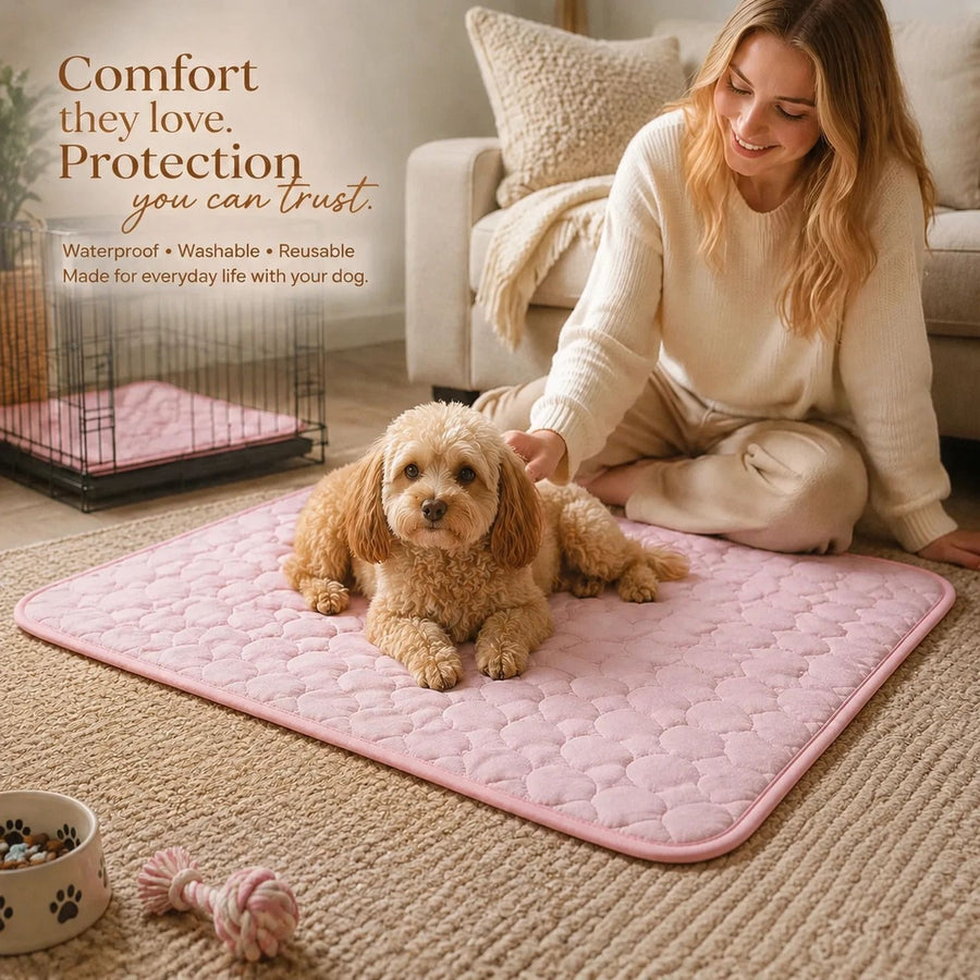 2pcs Pink Ice Silk Pet Pad, Size M (60×50cm)