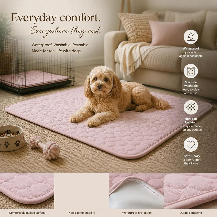 2pcs Pink Ice Silk Pet Pad, Size L (70×55cm)