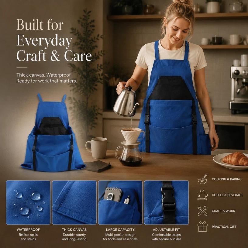 2pcs Thick Canvas Apron - Blue