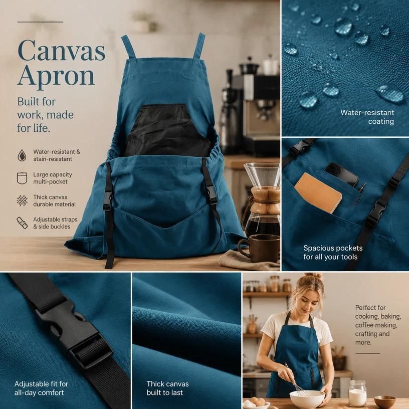 2pcs Thick Canvas Apron - Green