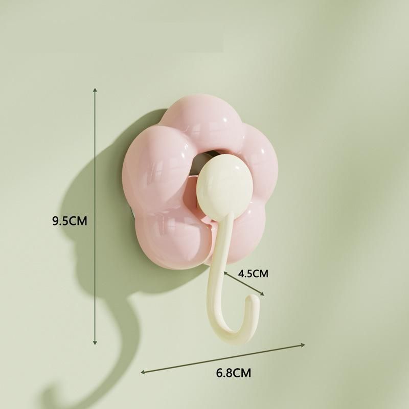 3pcs Flower Suction Cup No Trace Hooks, Cherry Blossom Pink