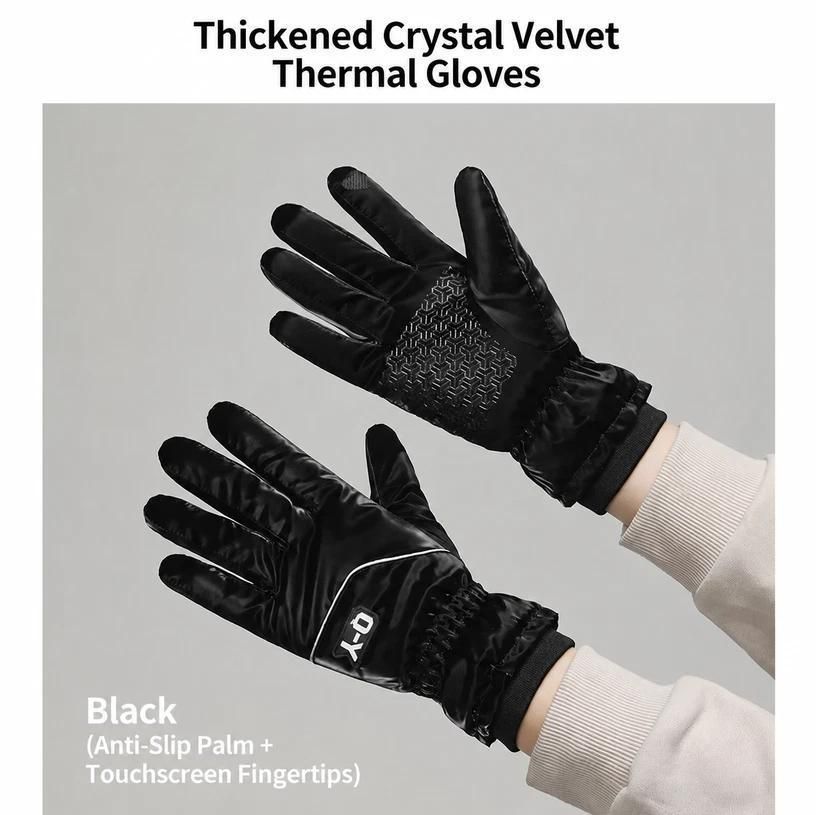 2 Pairs Thermal Gloves,Anti-slip - Black