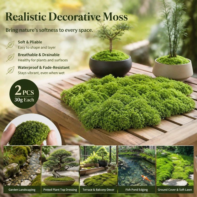 Light Green Faux Thread Moss Micro Landscape Supply 2 Pack 30g