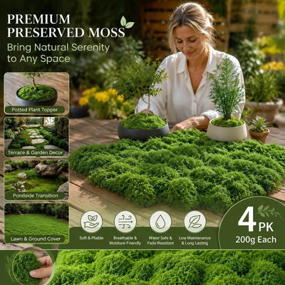 Dark Green Large Pack Faux String Moss Pot Cover 4 Pack 200g