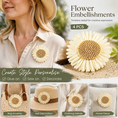 Cream White Boho Artificial Sunflower Daisy Garment Bag Accessory 4 Pack