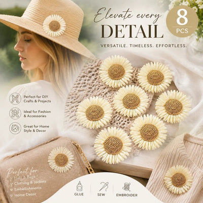 Cream White Boho Artificial Sunflower Daisy Garment Bag Accessory 8 Pack
