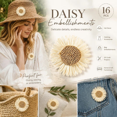 Cream White Boho Artificial Sunflower Daisy Garment Bag Accessory 16 Pack