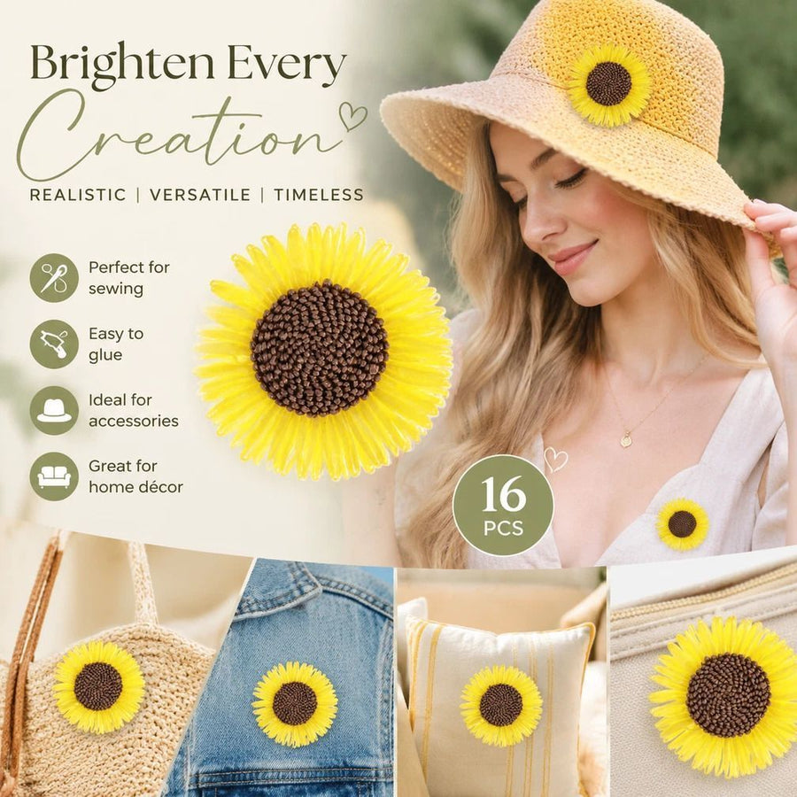 Ginger Yellow Boho Artificial Sunflower Daisy Clothing Ornament Set of 16