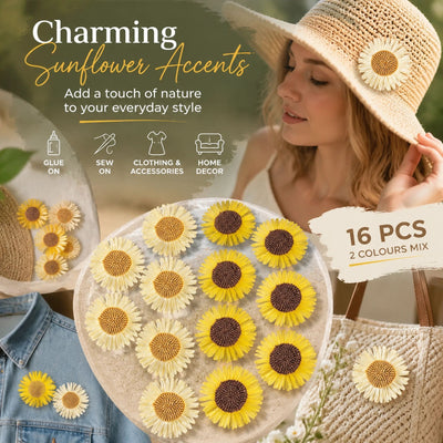 Cream White & Ginger Yellow Mixed Boho Artificial Sunflower Daisy Bag Decor Set of 16