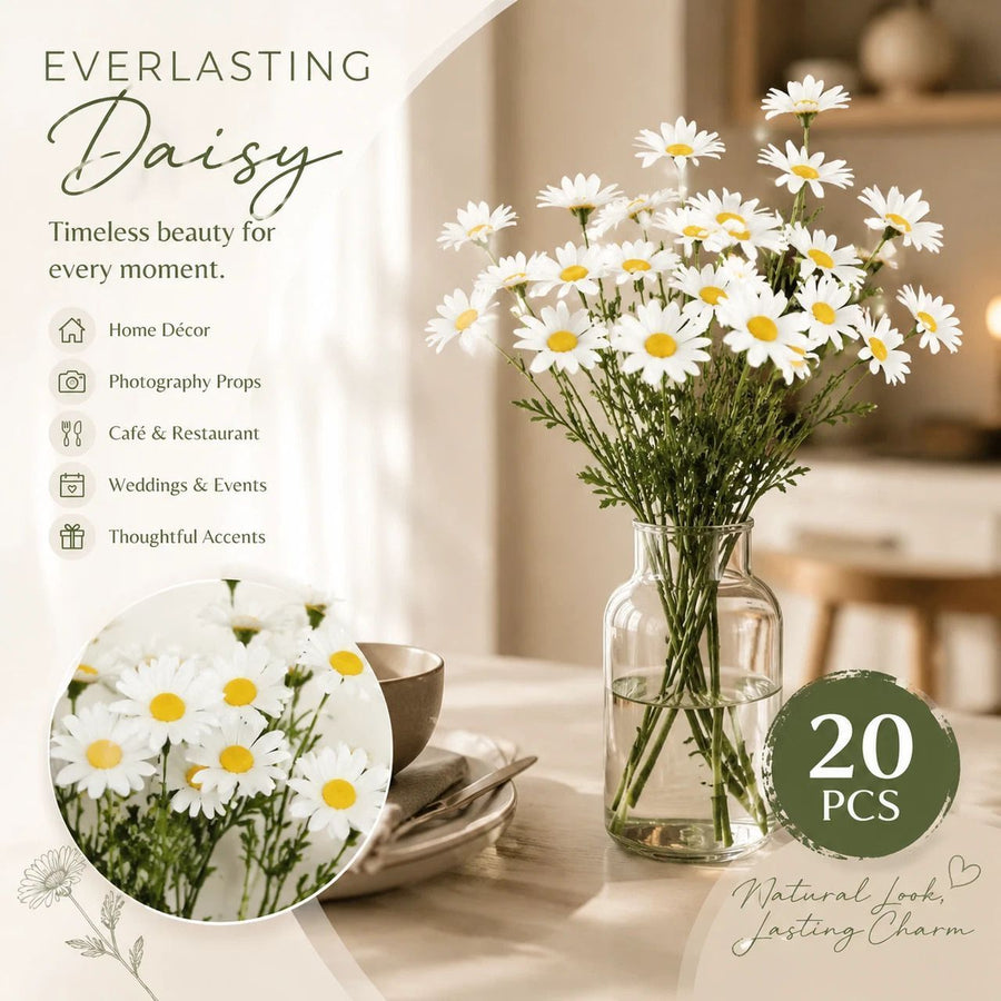 Coastal Aussie Style Artificial Chamomile Daisy, Bring Soft Countryside Vibe To Your Home 20 pcs