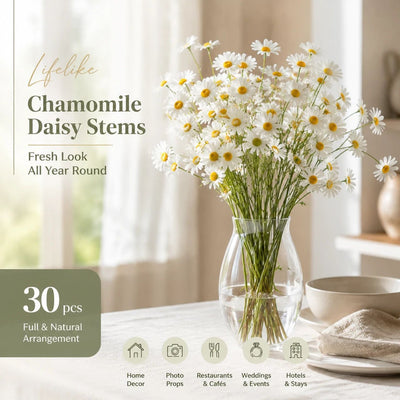 Outback Rural Floral Decor, Artificial Chamomile For Warm Australian Backyard Styling 30 pcs