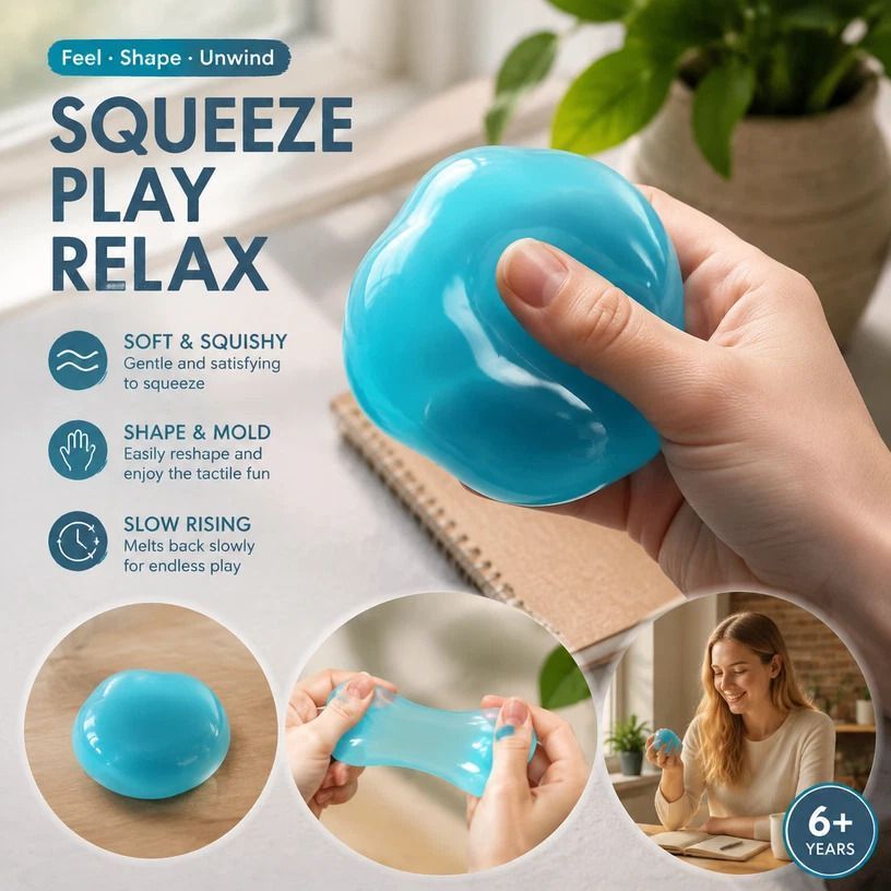 Cool Moldable Squishy Stress Relief Toy 6cm Blue Maltose, Coastal Relax Mood