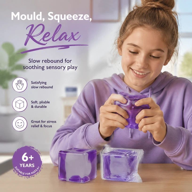 Muted Purple Ice Cube Squishy 5cm, Slow Unwind After Outdoor Trip