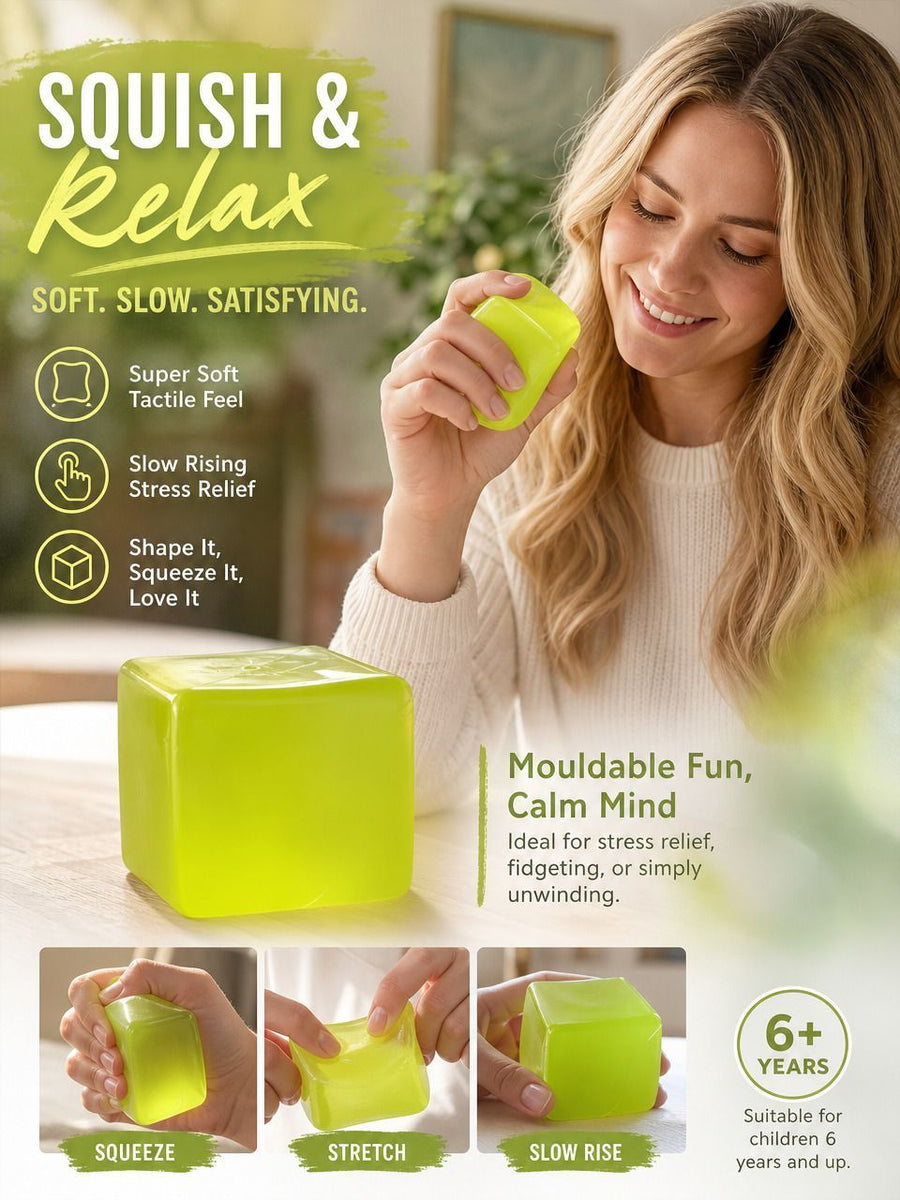 Fresh Green Ice Cube Squishy 5cm, Garden Calm Sensory Toy
