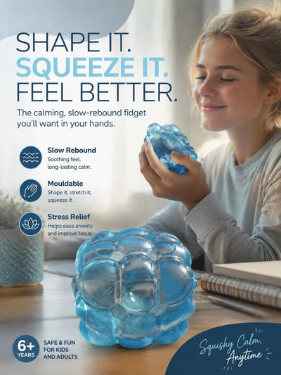 Blocky Blue Cube Ice Squishy 5cm, Focus & Relax Aussie Pastime