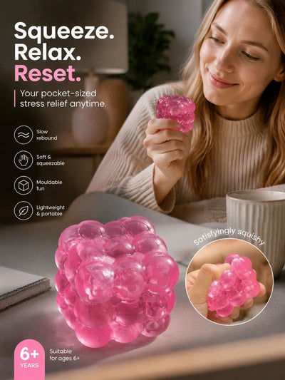 Soft Pink Cube Ice Squishy 5cm, Cozy Indoor Stress Relief