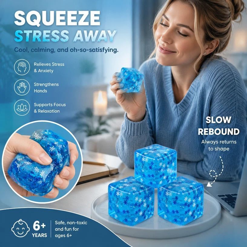 Fluffy Snowflake Blue Ice Squishy 5cm, Cool Summer Sensory Play