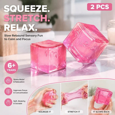 Pastel Pink Ice Cube Squishy 5cm 2 Pack, Double Calming Desk Fidget