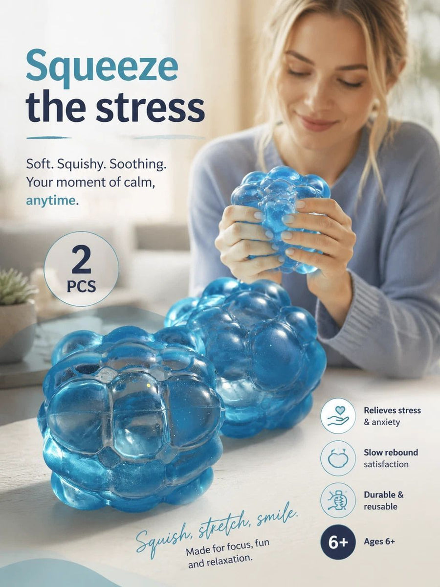 Blocky Blue Cube Ice Squishy 5cm 2 Pack, Dual Focus Relax Toy Pack