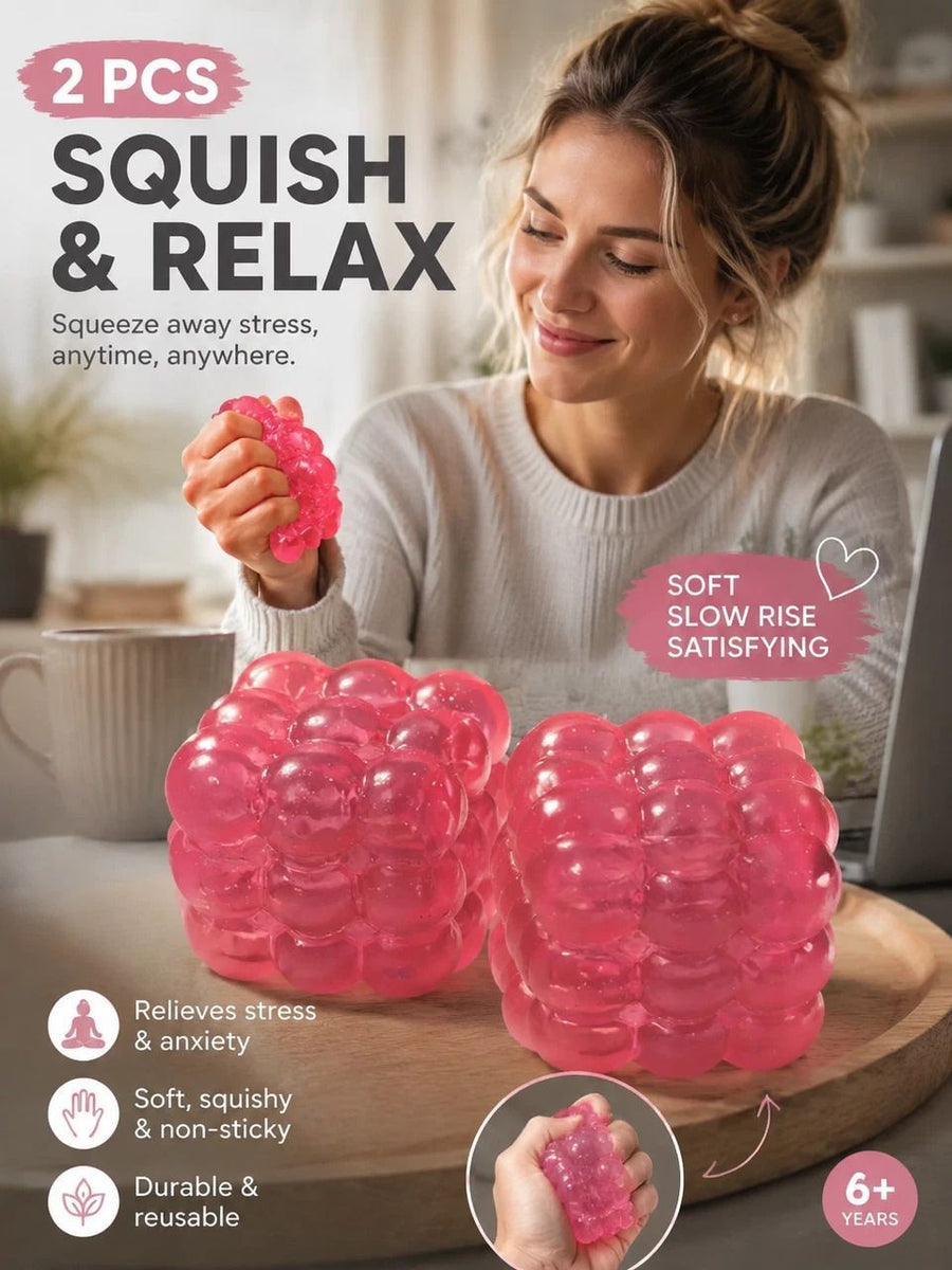 Soft Pink Cube Ice Squishy 5cm 2 Pack, Cozy Indoor Stress Relief Pair