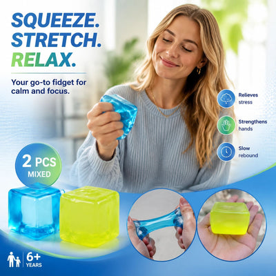 Mixed Blue & Green Ice Cube Squishy 5cm 2 Pack, Coastal Garden Chill Twin Set