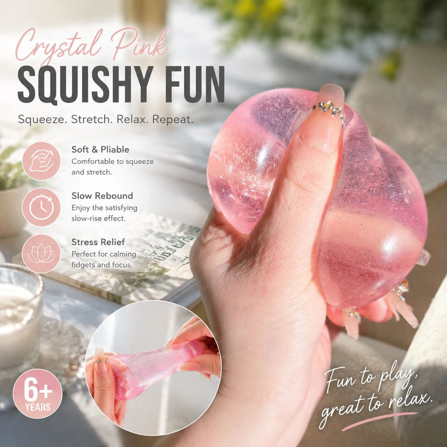 Soft Pastel Squishy Ball, Gentle Desk Calming Fidget Toy 6cm Baby Pink 3 Pack