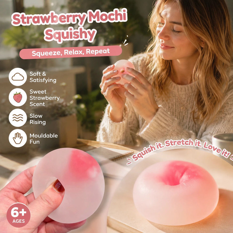 Matte Strawberry Squishy Ball, Anti-Anxiety Slow Rebound Squeeze Toy 6cm 3 Pack