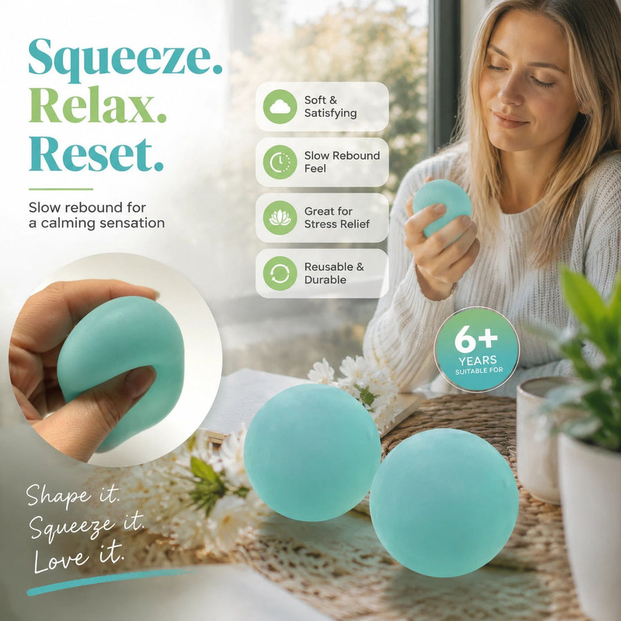 Dreamy Blue Squishy Ball, Lightweight Chill Sensory Toy 6cm 3 Pack