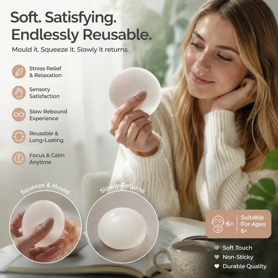 Pure Dreamy White Squishy, Mellow Unwind Desk Toy 6cm 3 Pack