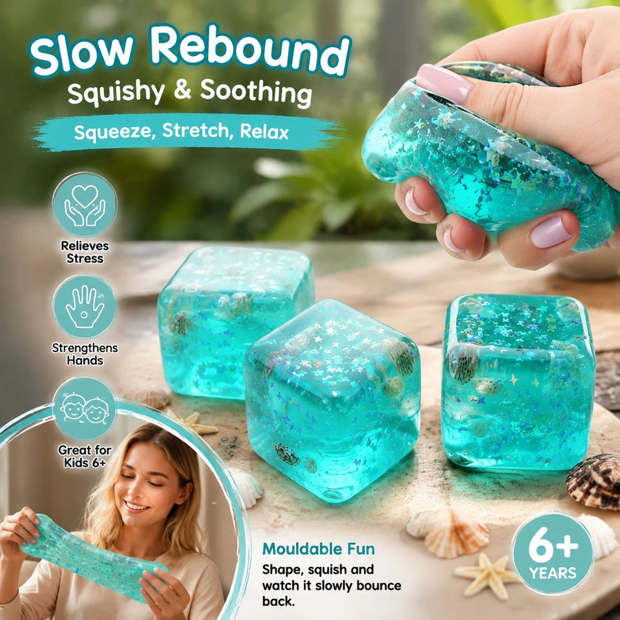 Mini Ice Cube Seashell Squishy, Pocket Size Slow Rebound Relax Toy 4.5cm 3 Pack