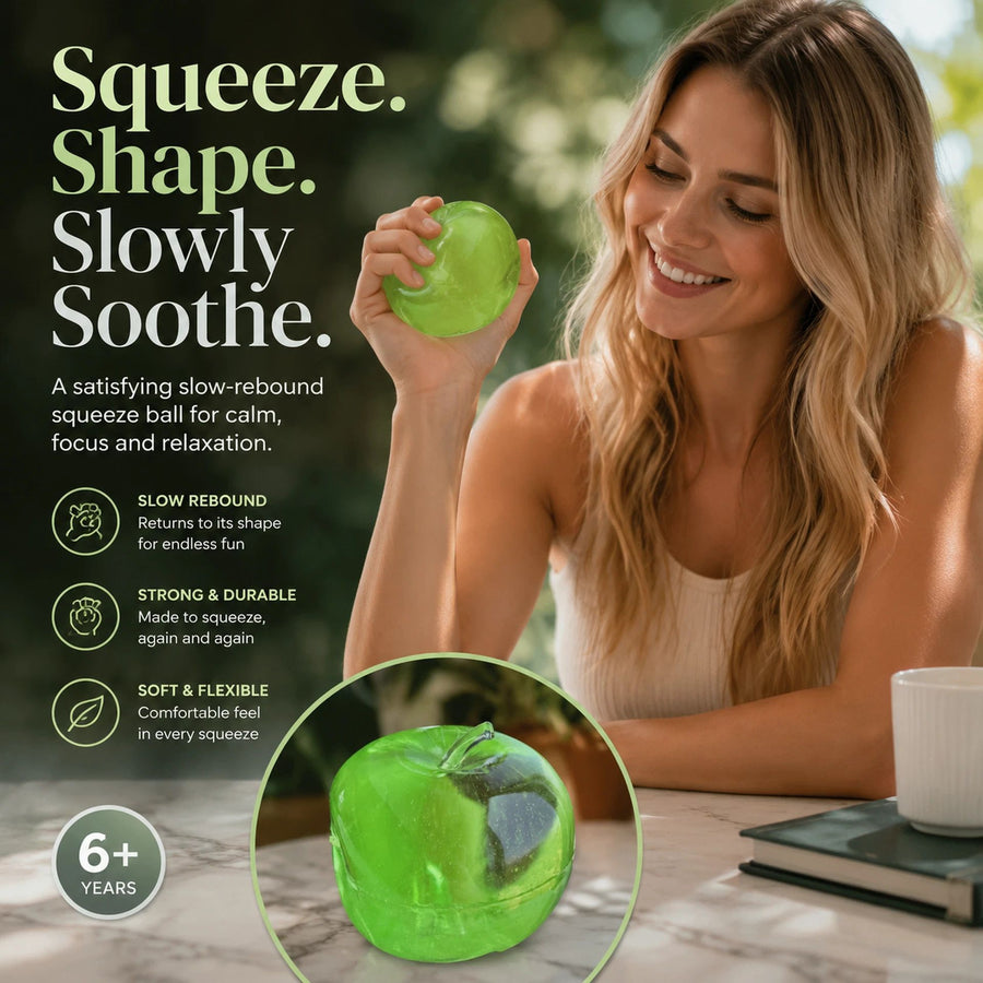 Juicy Green Apple Maltose Squishy, Soft Slow Rebound Mood Relief Toy 6cm 3 Pack