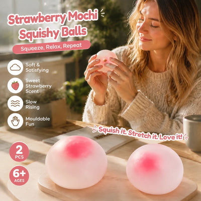 Matte Strawberry Squishy Ball, Anti-Anxiety Slow Rebound Squeeze Toy 6cm 2 Pack
