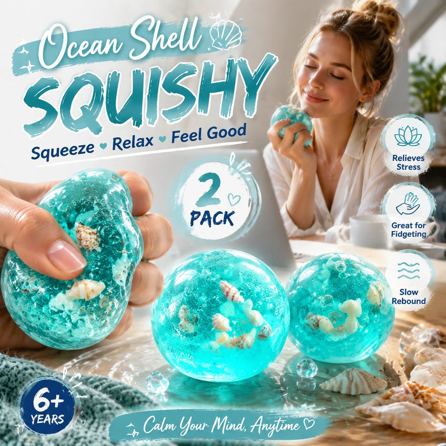 Cute Seashell Squishy, Portable Relax Toy For Outdoor Trip 6cm 2 Pack
