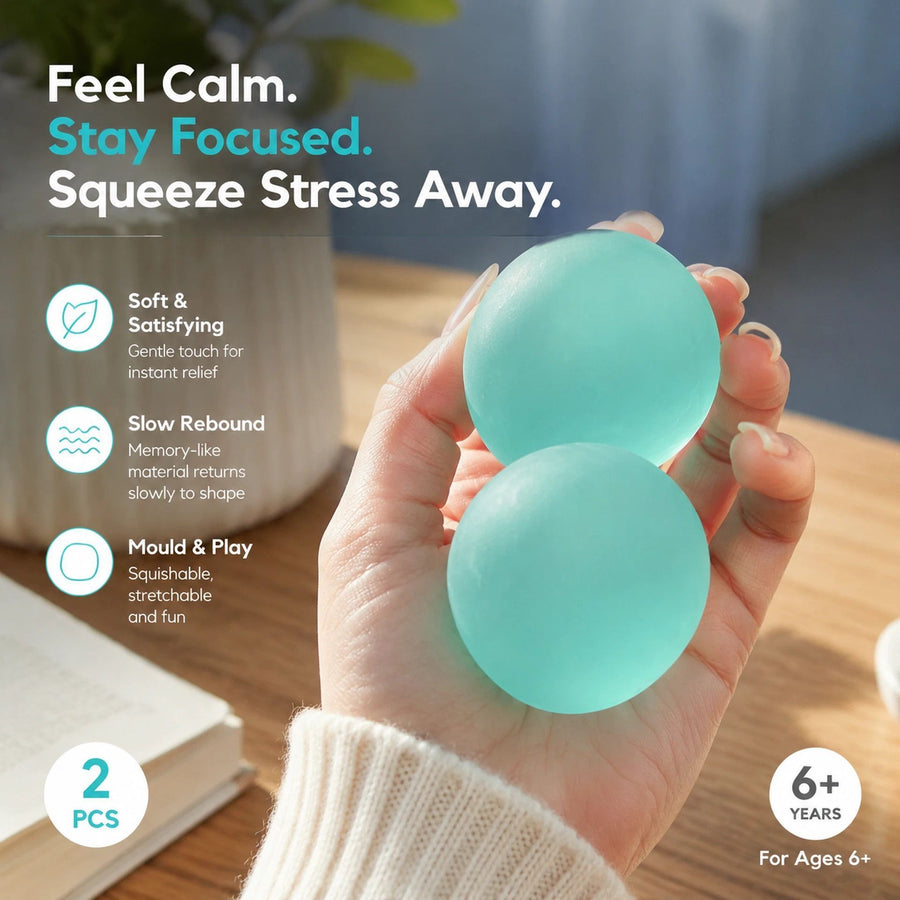 Dreamy Blue Squishy Ball, Lightweight Chill Sensory Toy 6cm 2 Pack