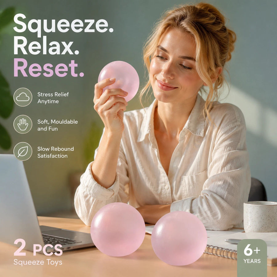 Sweet Dreamy Pink Squishy, Cozy Indoor Stress Release Toy 6cm 2 Pack