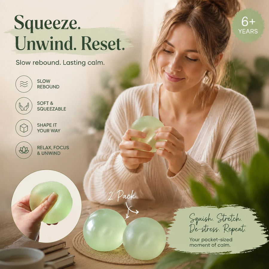 Fresh Dreamy Green Squishy, Garden Style Calming Squeeze Toy 6cm 2 Pack